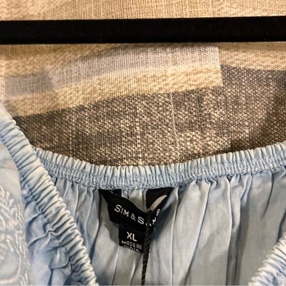 Sim‎ & Sam Blue Chambray Crop Top Size XL - Picture 5 of 8